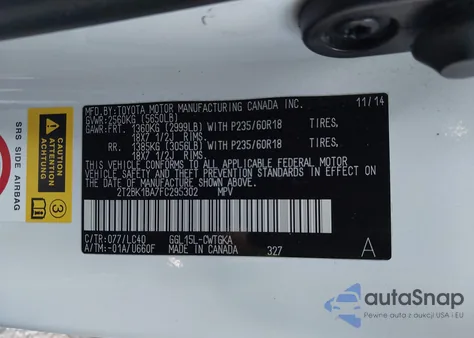 2015 Lexus Rx 350 z USA, uszkodzony, nr VIN 2T2BK1BA7FC295302